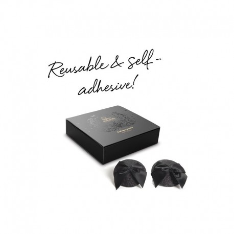 Cache tétons Burlesque paillettes  noeuds en satin