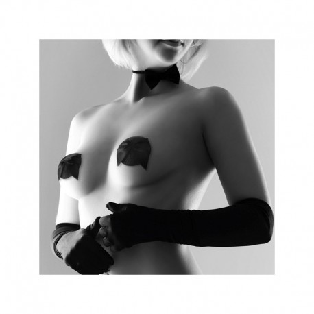 Cache tétons Burlesque paillettes  noeuds en satin