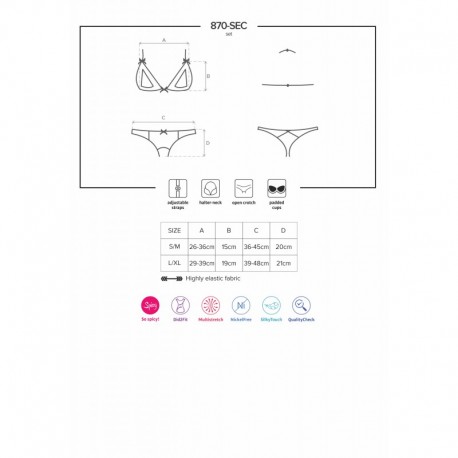 870-SEC-3 Ensemble 2 pcs ouvert - Rouge