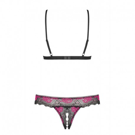 Tulia Ensemble ouvert 2 pcs - Noir  Fuchsia