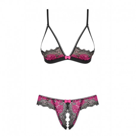 Tulia Ensemble ouvert 2 pcs - Noir  Fuchsia