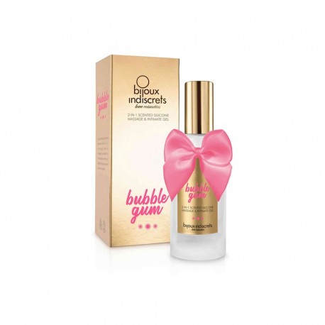 2 en 1 - Gel Intime  et de massage en silicone - Bubble gum - 100 ml