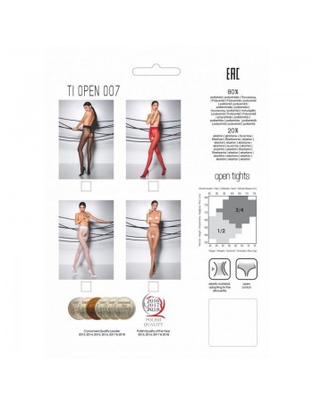 TI007R Collants ouverts 20 DEN - Rouge 2