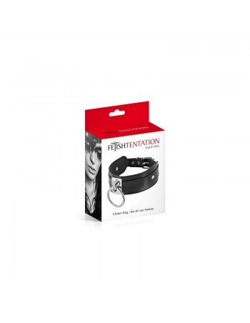 Collier large noir avec anneau Fétish Tentation 2