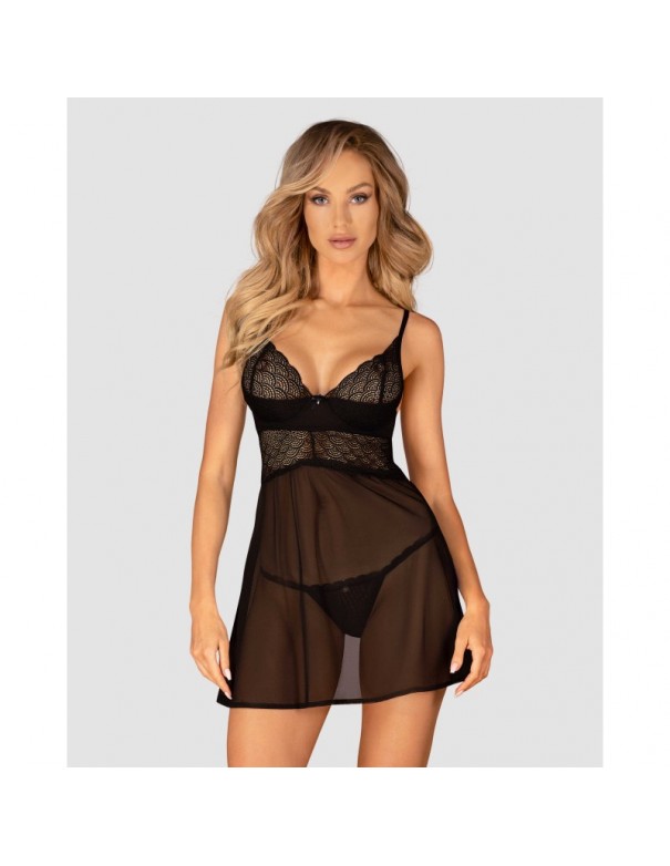 Chemeris babydoll et String - Noire