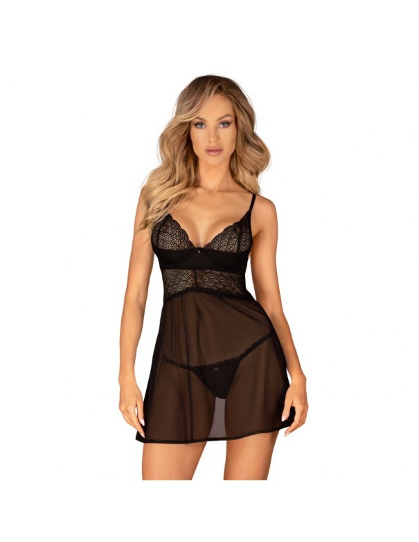 Chemeris babydoll et String - Noire