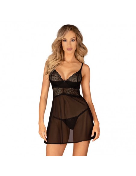 Chemeris babydoll et String - Noire