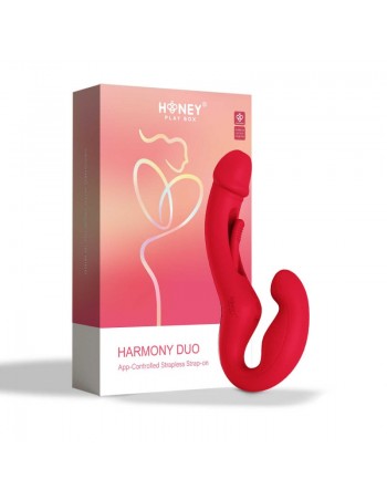 Harmony Duo Strap on vibrant avec tapotage - Rouge