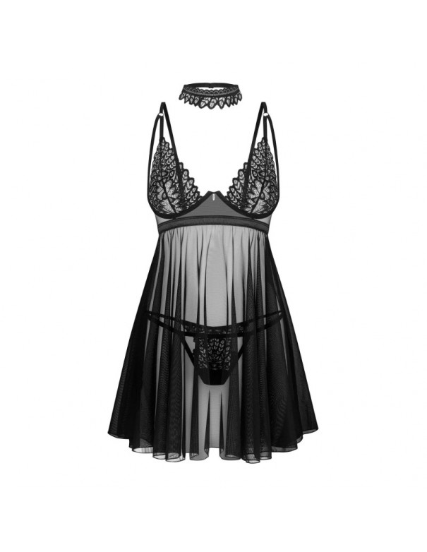 Donarella babydoll et String - Noire - NP
