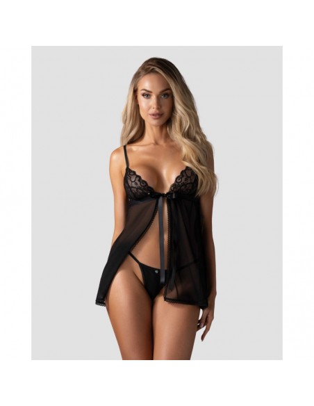 Blomentis babydoll et String - Noire