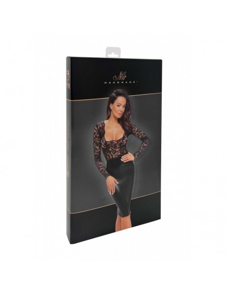 F295 Euphoria Robe midi en dentelle et wetlook