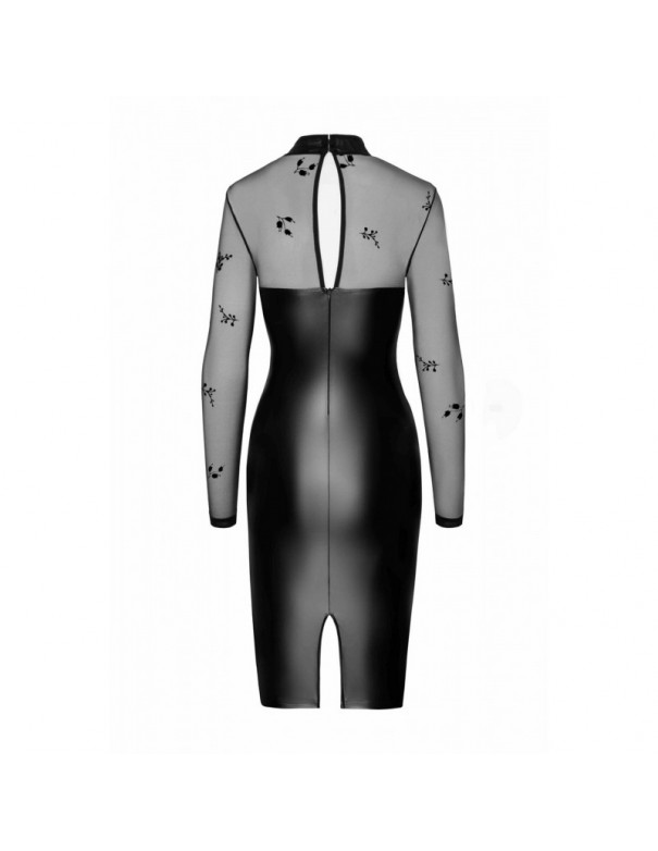 F310 Sublime robe midi en wetlook et maille floquée