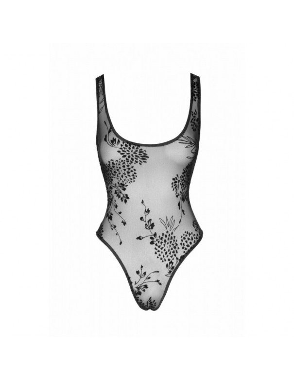F242 Tulle body avec broderie flock à motifs