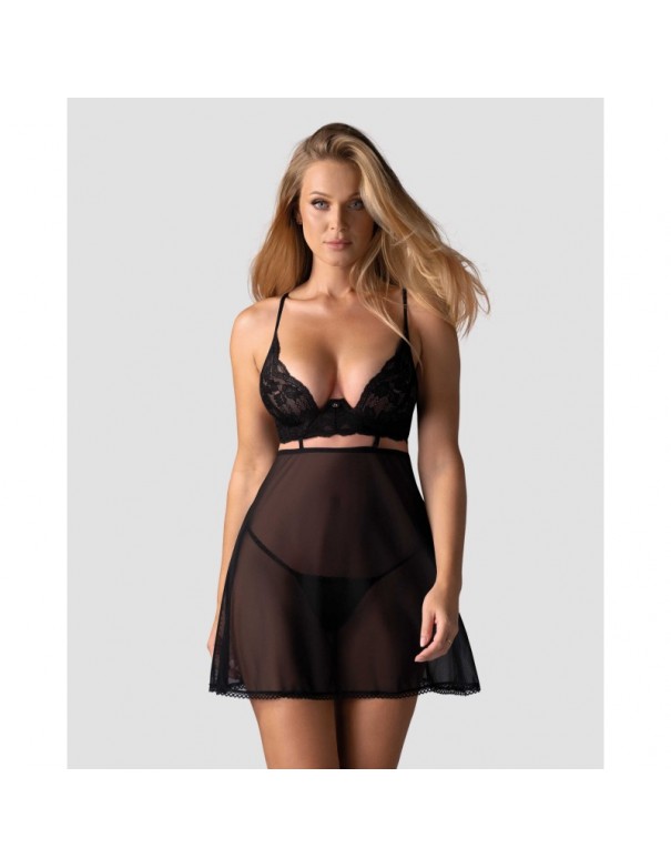 Nutris babydoll et String - Noire