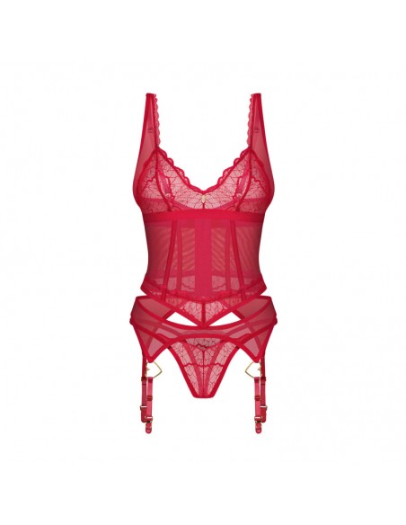 Cupide Desir corset et string - Rouge