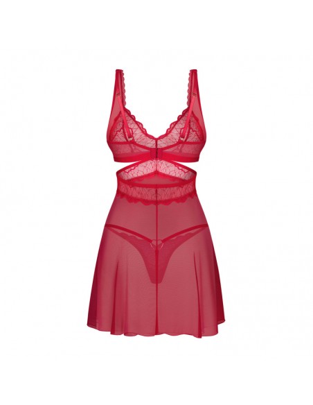 Cupide Desir babydoll et String - Rouge