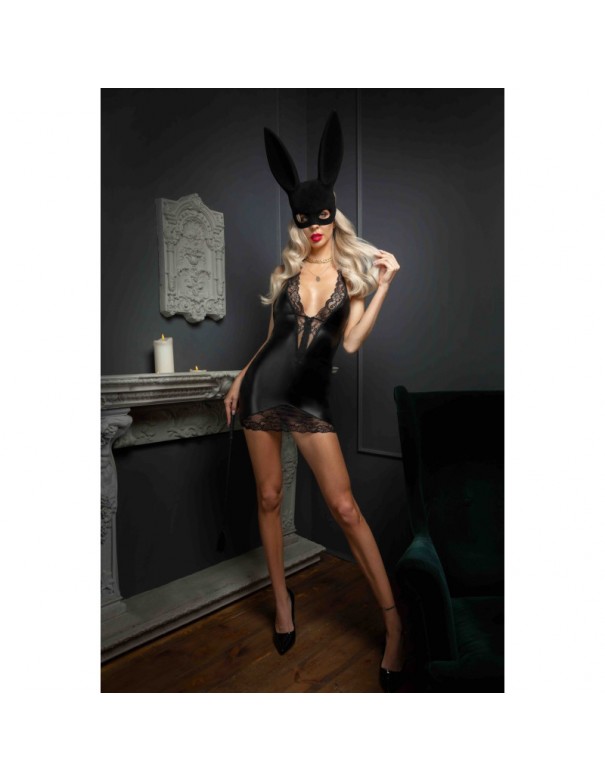 F283 Mini-robe en Powerwetlook avec dos échancré