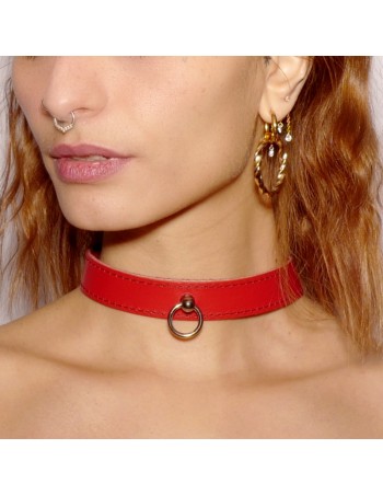 Collier fin anneau Rouge
