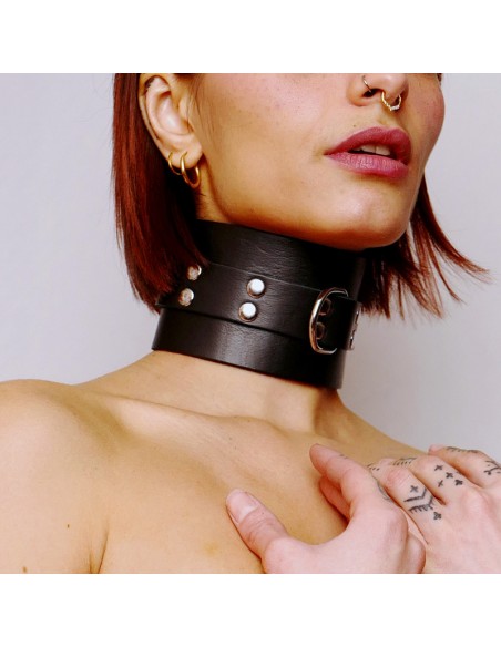 Choker minerve en cuir épais Noir