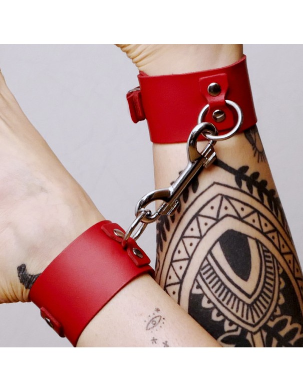 Chevillères en cuir Collection Anneaux Rouge