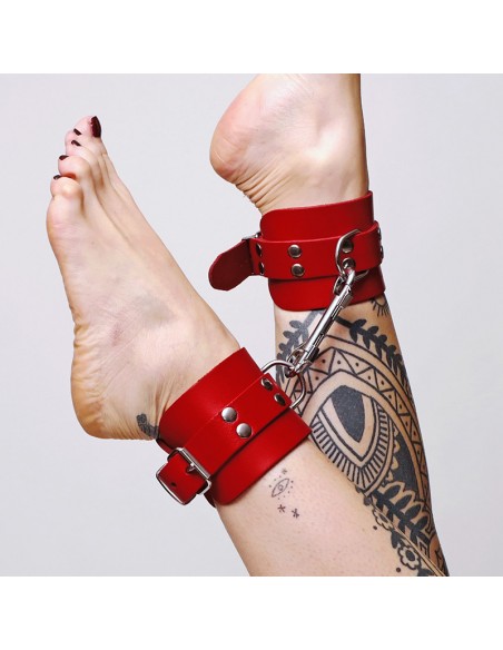 Chevillères en cuir épais Rouge