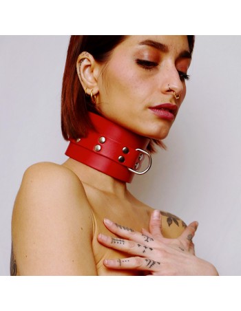 Choker minerve en cuir épais Rouge