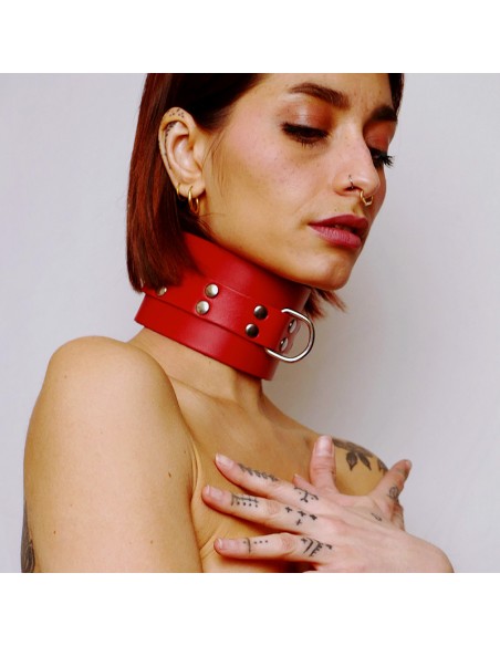 Choker minerve en cuir épais Rouge