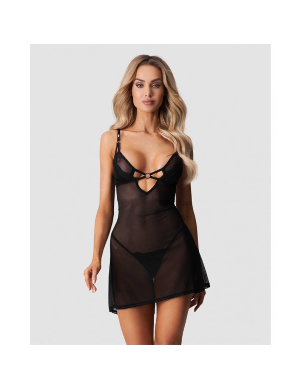 Alliane nuisette et string - Noirs