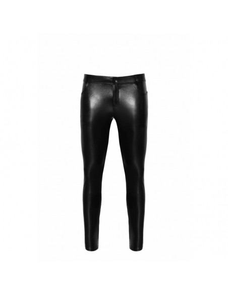 H067 Pantalon long en wetlook serpent avec poches arrière