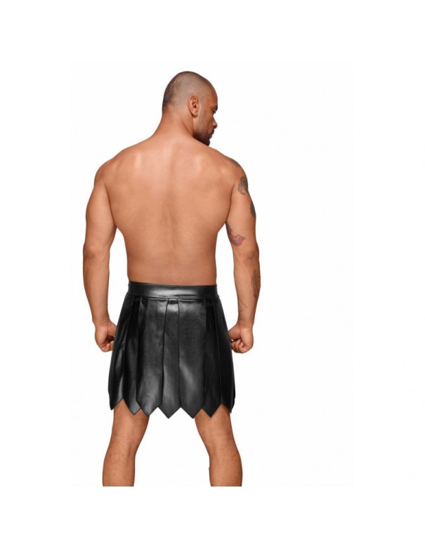 H053 Jupe gladiateur pour homme en cuir écologique avec plis en PVC