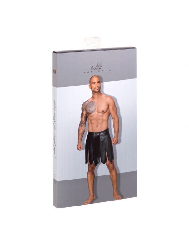 H053 Jupe gladiateur pour homme en cuir écologique avec plis en PVC