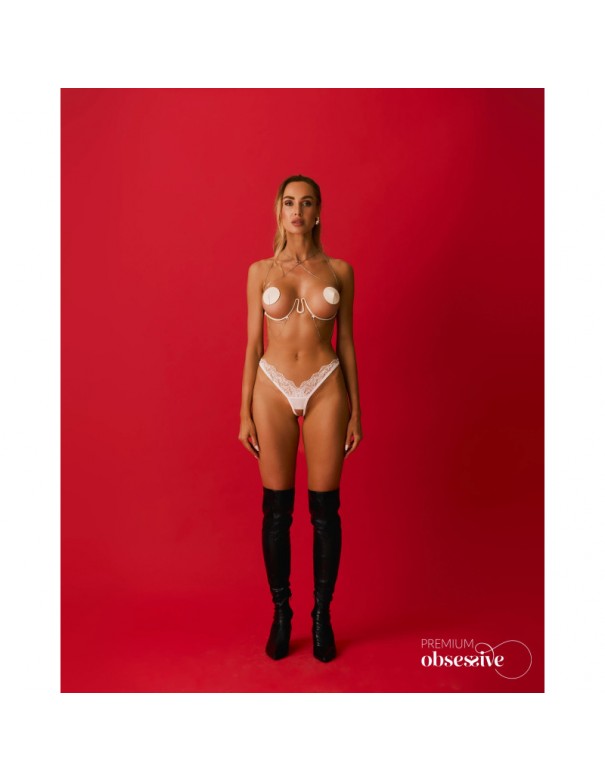 Lustique harnais soutien-gorge blanc PREMIUM