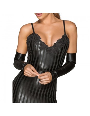 F213 Gants sans doigts en cuir écologique élastique 2