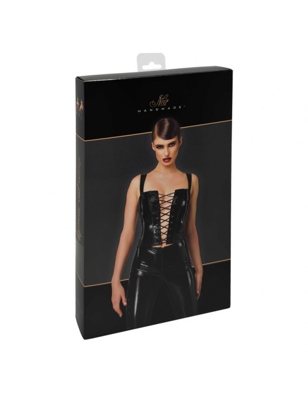 F379 Dominae Corset Top en PVC lacé sur l'avant