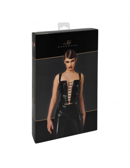 F379 Dominae Corset Top en PVC lacé sur l'avant