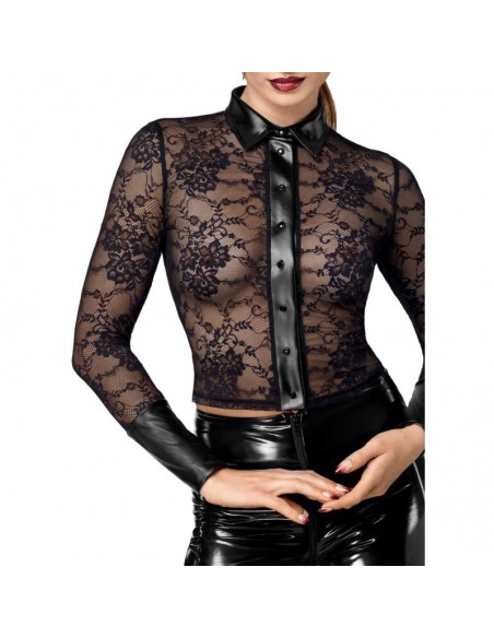 F377 Noirelle Chemise en dentelle boutonnée
