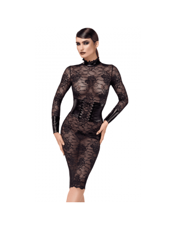 F375 Noirelle Robe corset mi-longue en dentelle 2