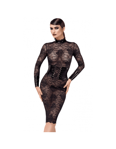 F375 Noirelle Robe corset mi-longue en dentelle