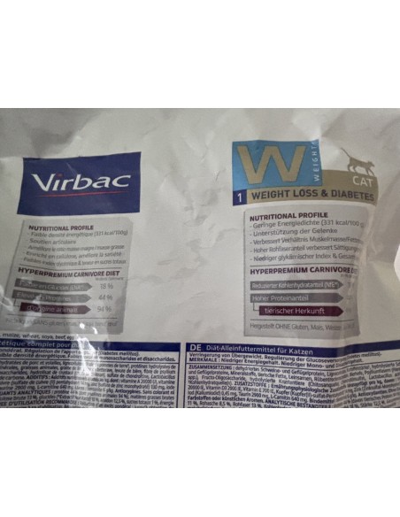 Croquettes Vétérinaire "Virbac Veterinary HPB Weight Loss & Diabetes W1"