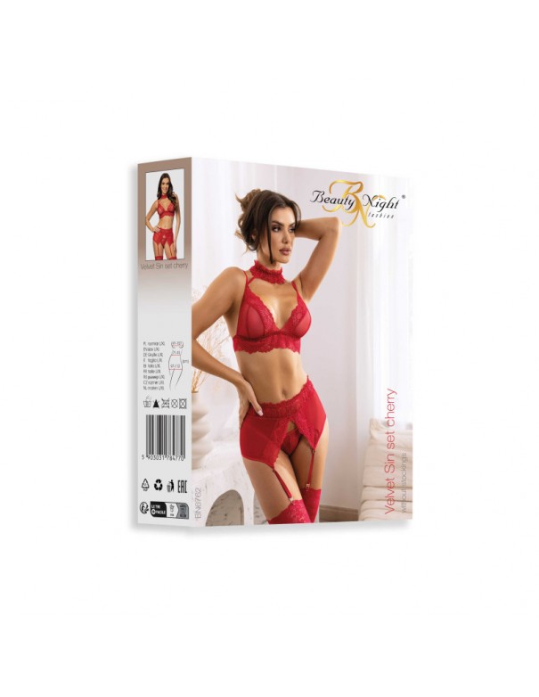 Velvet sin ensemble lingerie - Cherry