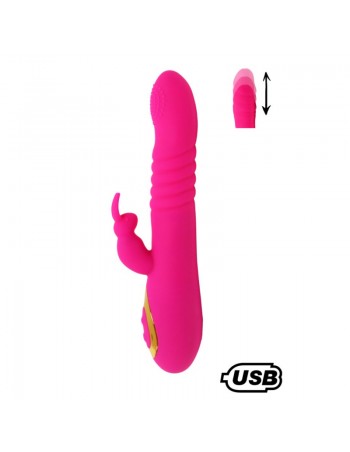 TWIST 2 Rose, Vibromasseur Rabbit va-et-vient USB en silicone médical, doté de 18 modes de stimulation 