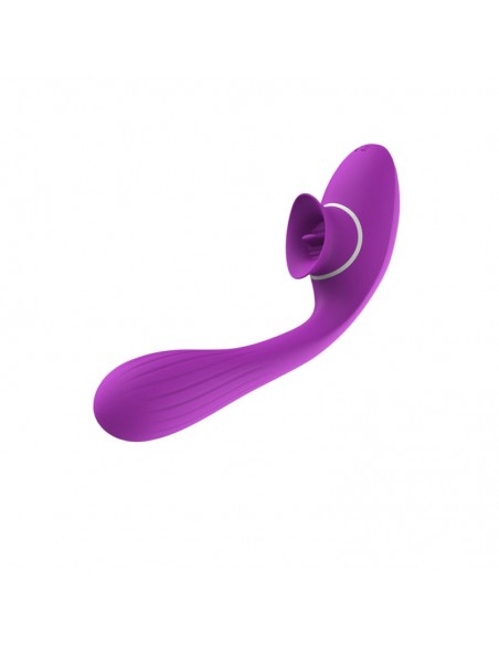 Stimulateur Clitoridien avec langue  Vibromasseur Point G 2-en-1 DISA Violet Cœur Ardent 