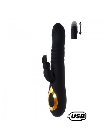TWIST 2 Noir, Vibromasseur Rabbit va-et-vient USB en silicone médical, doté de 18 modes de stimulation 