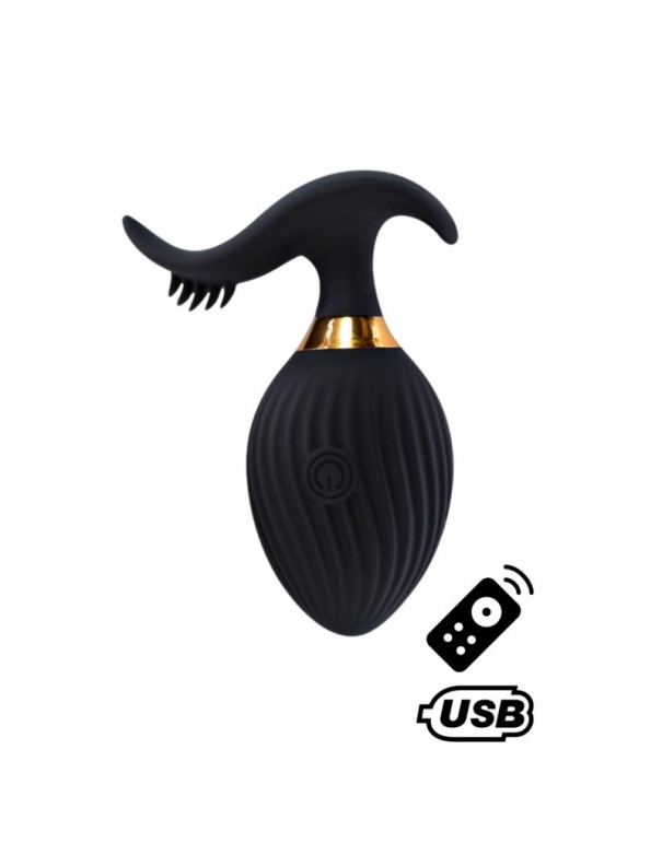 WAVE , Un Œuf vibrant noir USB avec stimulation clitoridienne, doté d'une télécommande 