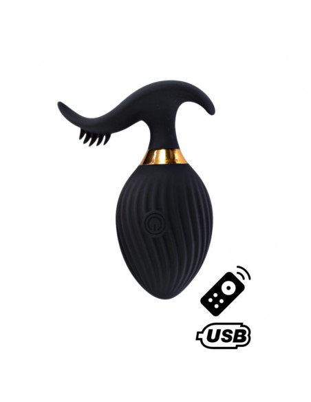 WAVE , Un Œuf vibrant noir USB avec stimulation clitoridienne, doté d'une télécommande 
