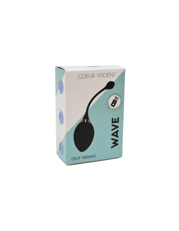 WAVE, Un Œuf vibrant noir USB avec télécommande, dans un silicone médical doux et lisse 