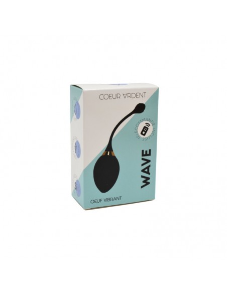 WAVE, Un Œuf vibrant noir USB avec télécommande, dans un silicone médical doux et lisse 