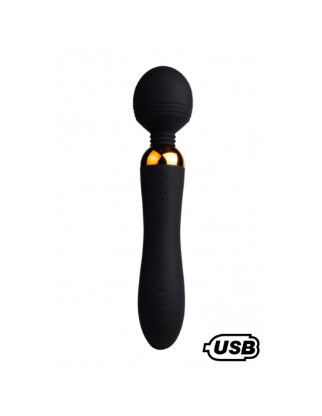 SHAKE Noir, Vibromasseur Wand USB en silicone médical avec 2 puissants moteurs indépendants