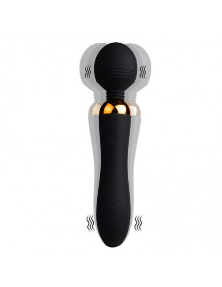 SHAKE Noir, Vibromasseur Wand USB en silicone médical avec 2 puissants moteurs indépendants