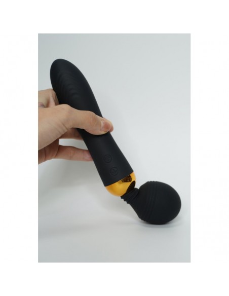 SHAKE Noir, Vibromasseur Wand USB en silicone médical avec 2 puissants moteurs indépendants